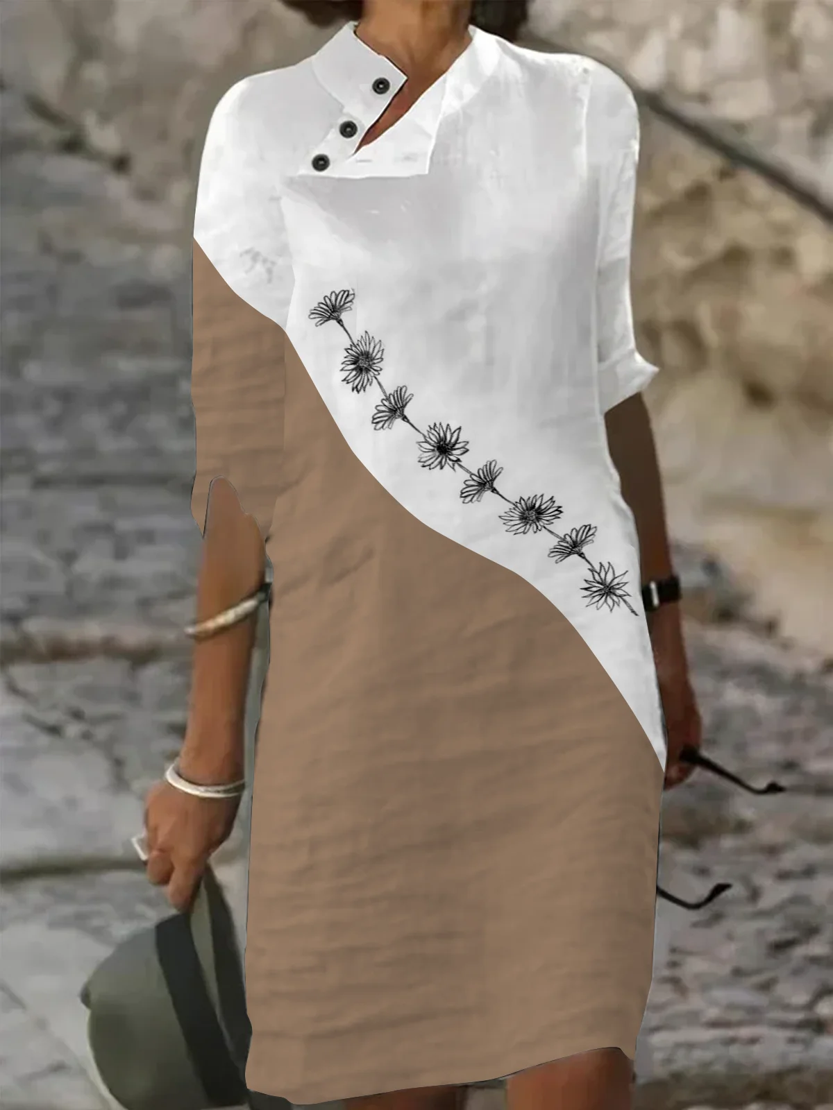 JFN Women's Artistic Black and White Flower Half Length Skirt