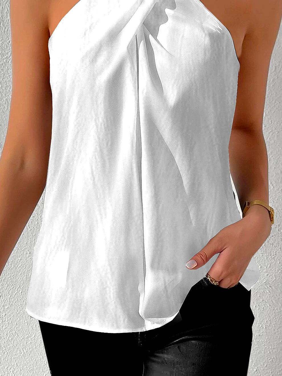 Women's Sleeveless Tank Top Camisole Summer Plain Cross Halter Daily Casual Top