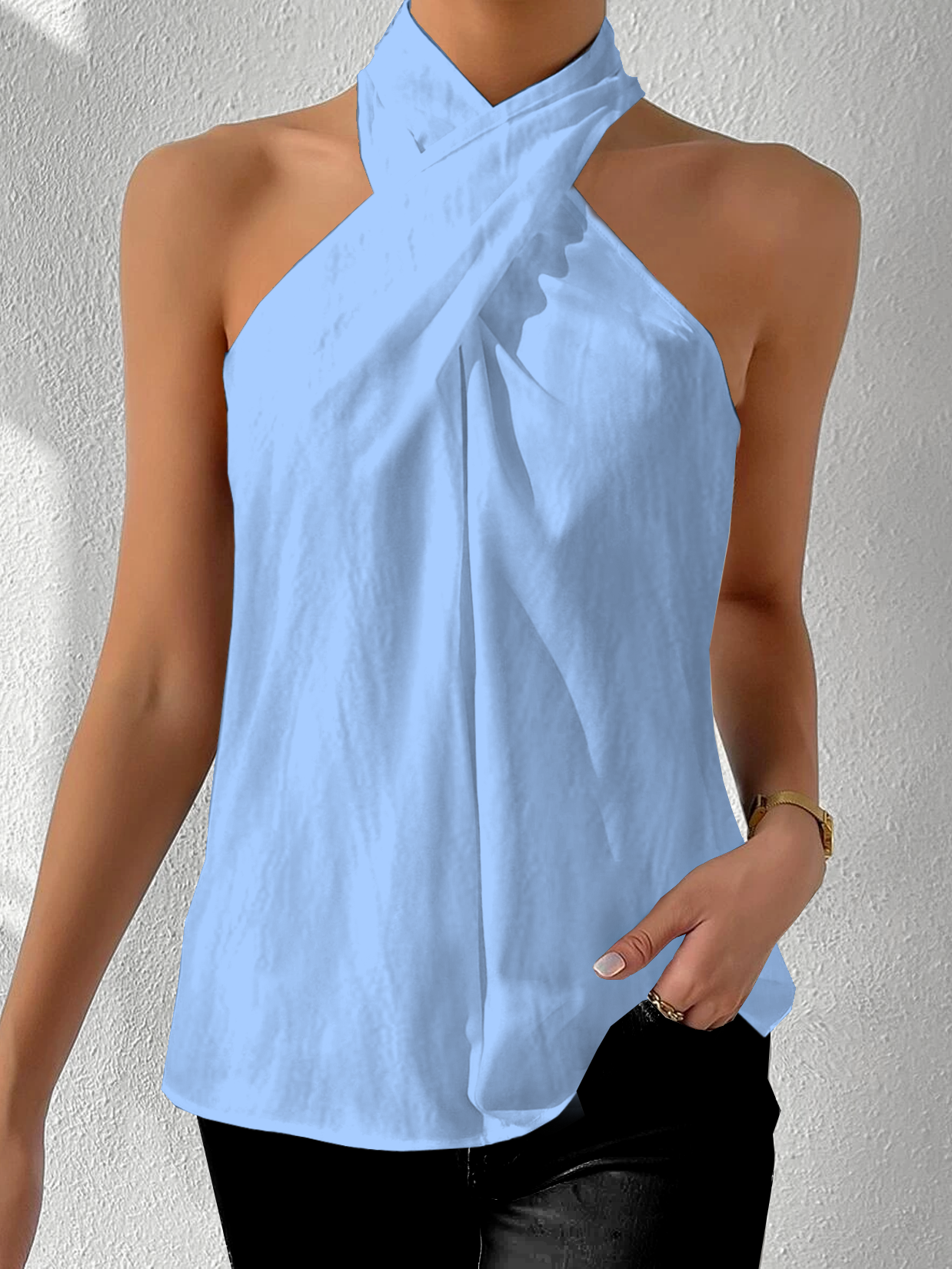 Women's Sleeveless Tank Top Camisole Summer Plain Cross Halter Daily Casual Top