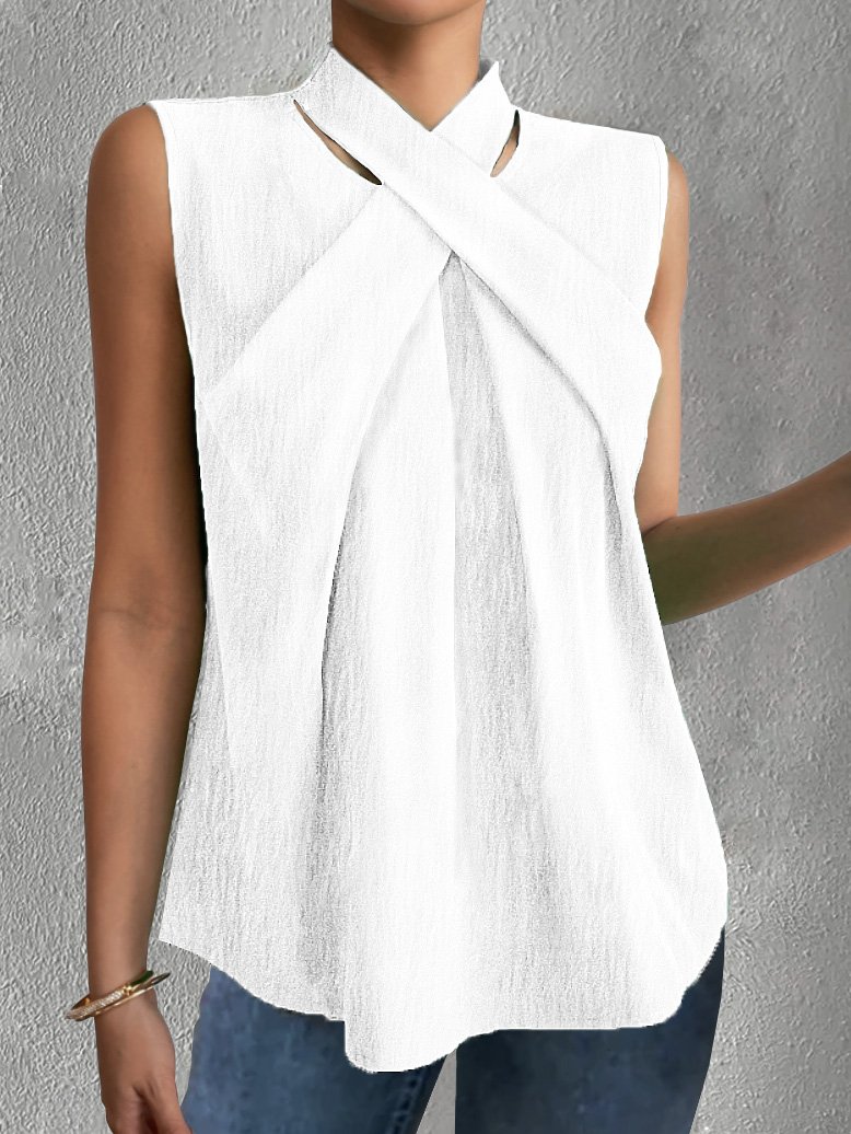 Women's Sleeveless Tank Top Camisole Summer Plain Mock Neck Daily Going Out Casual Top