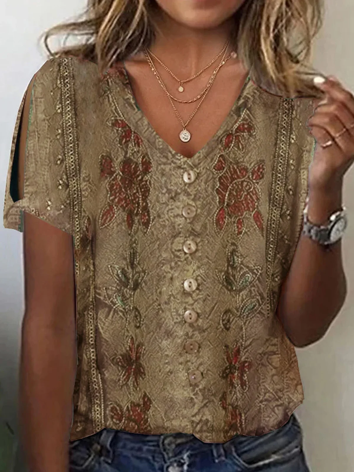 Loose Casual V Neck Blouse