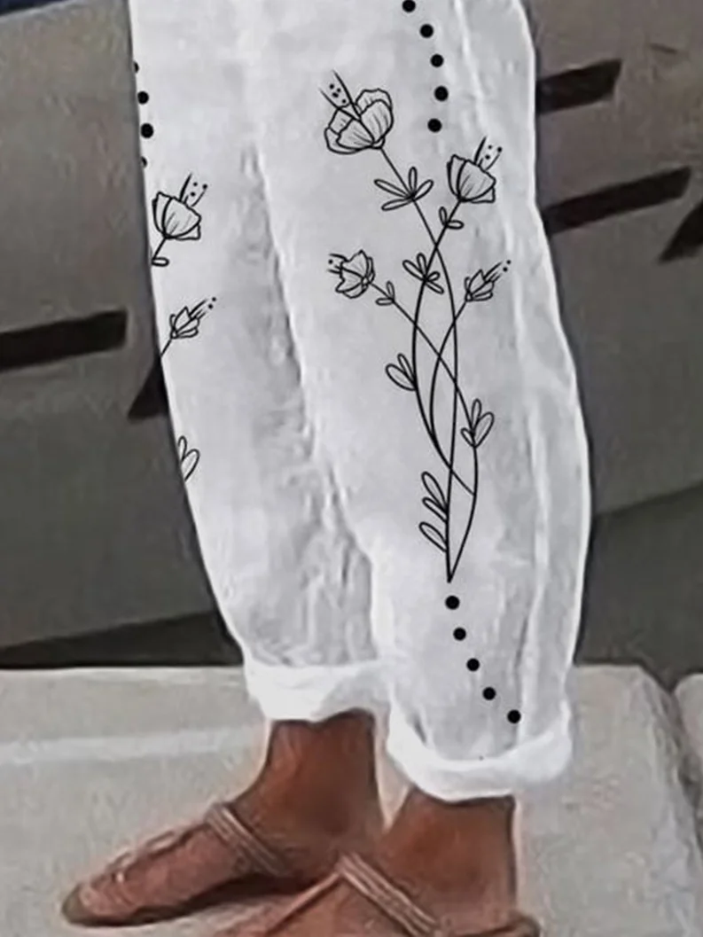 Floral Loose Cotton Pants