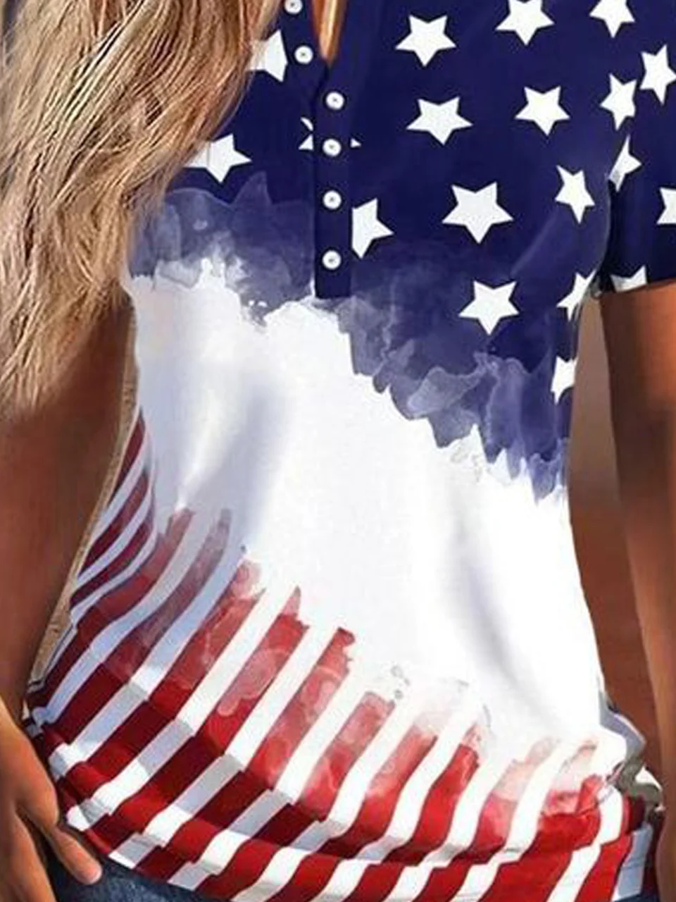 Casual Buckle Independence Day Jersey Shirt