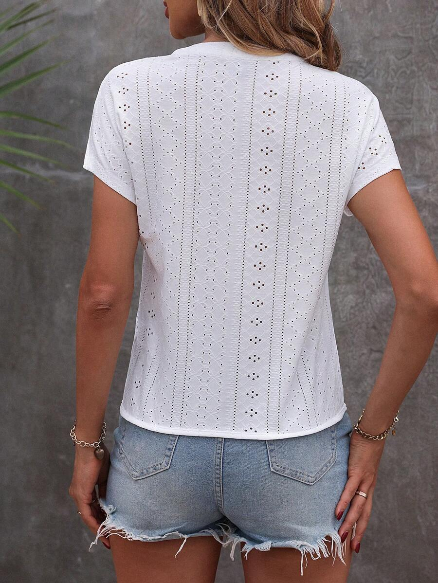 Women's Short Sleeve Blouse Summer Plain Ruched Stand Collar Daily Going Out Casual Top