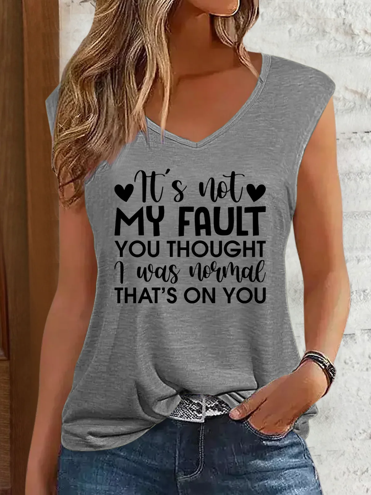 Women's Cap Sleeve Tank Top Camisole Summer Text Letters Cotton-Blend V Neck Daily Going Out Simple Top Black