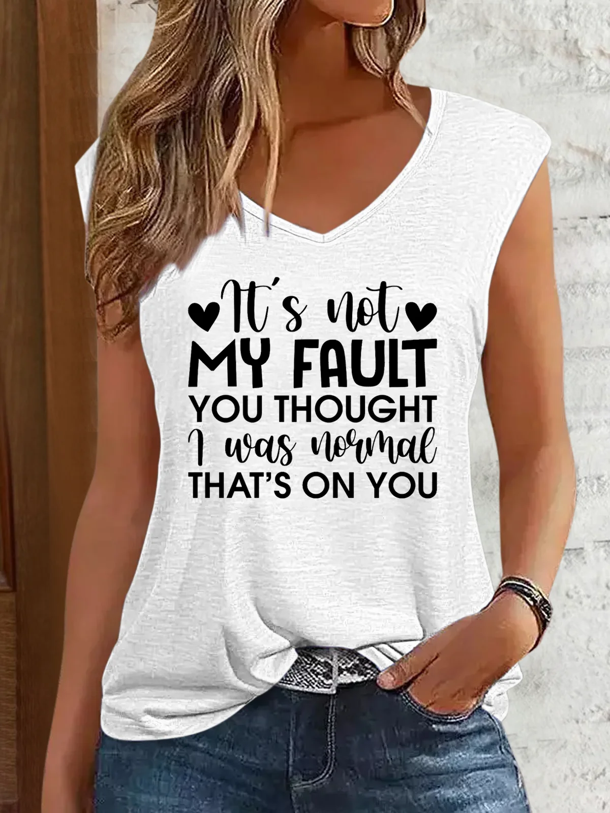 Women's Cap Sleeve Tank Top Camisole Summer Text Letters Cotton-Blend V Neck Daily Going Out Simple Top Black