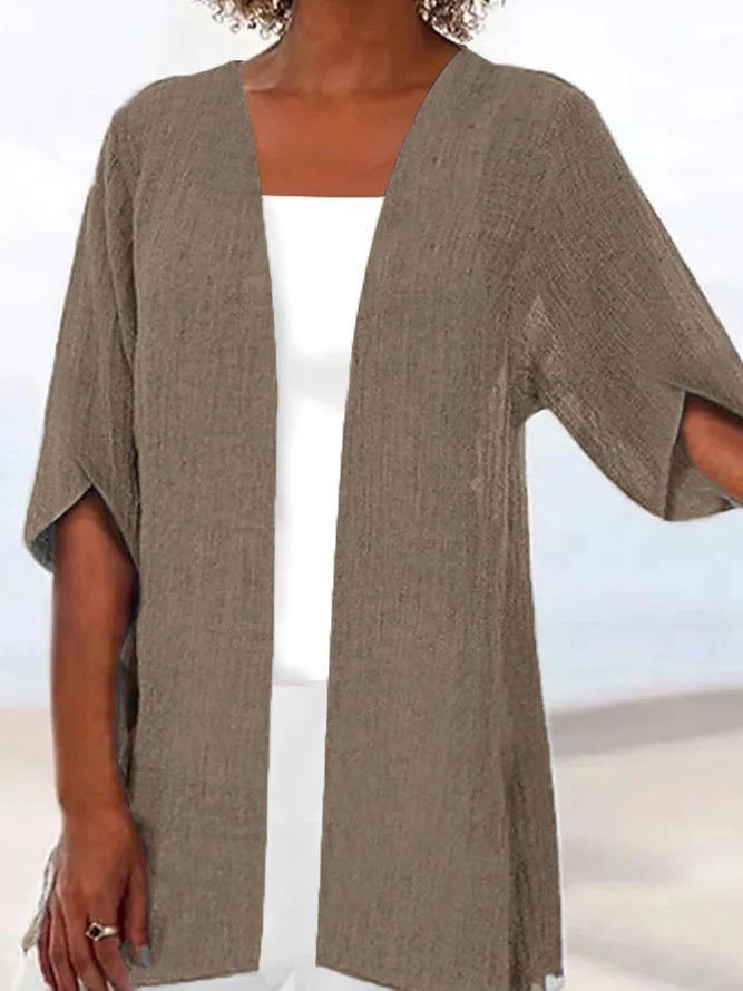 Crew Neck Casual Loose Plain Kimono