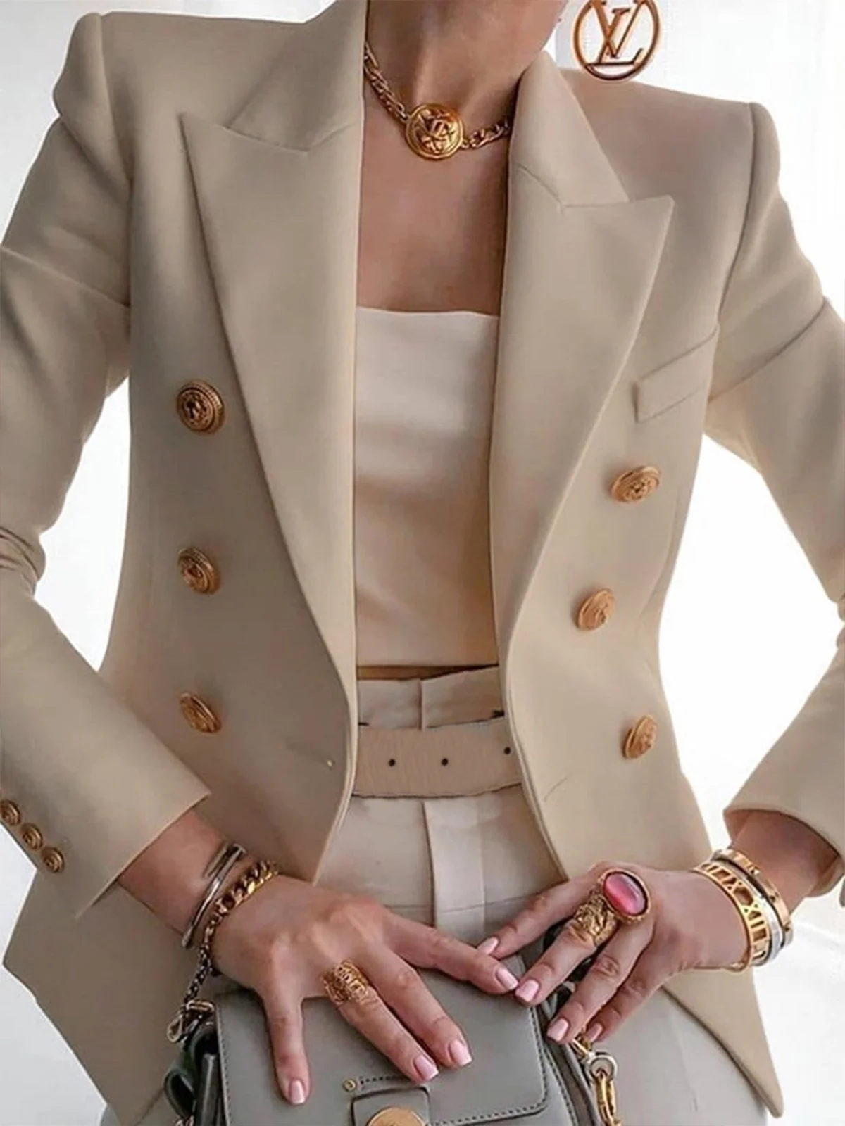 Ladies Fashion Button Design Blazer
