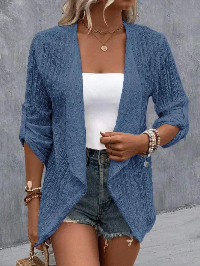 Plain Hollow Out Casual Jacket
