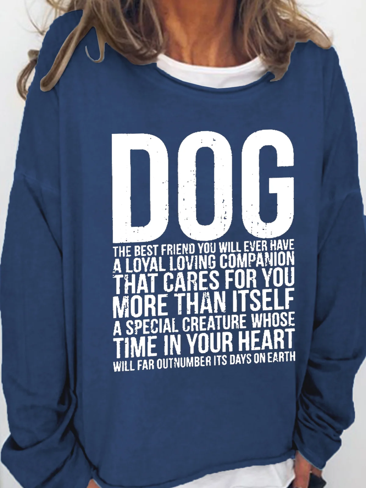 Women's Crew Neck Dog Casual Spring/Fall Cotton-Blend Long Sleeve Sweatshirt