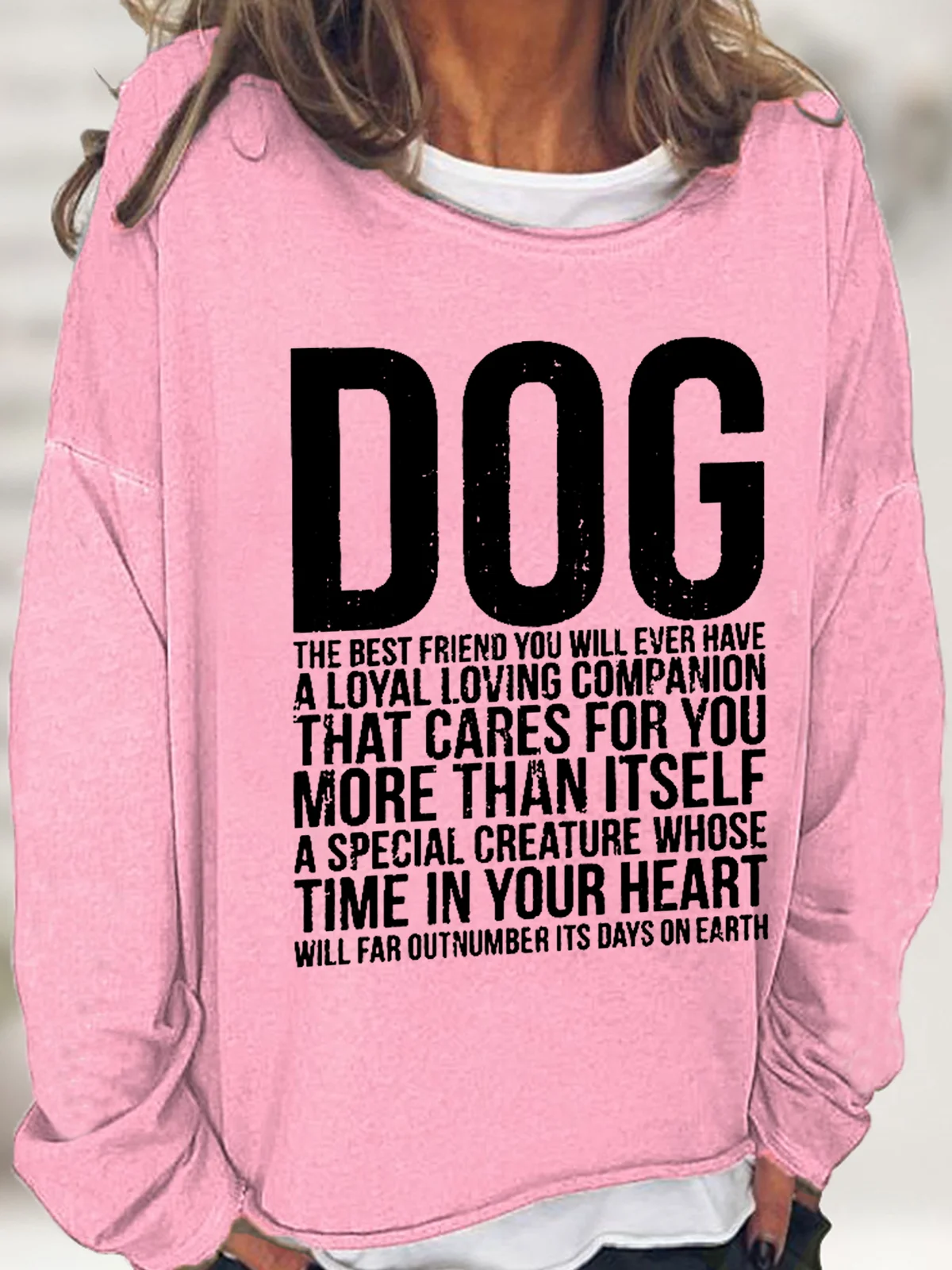 Women's Crew Neck Dog Casual Spring/Fall Cotton-Blend Long Sleeve Sweatshirt