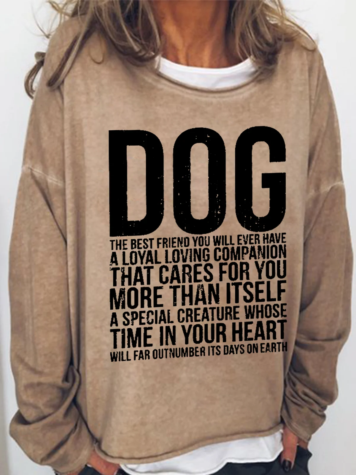 Women's Crew Neck Dog Casual Spring/Fall Cotton-Blend Long Sleeve Sweatshirt