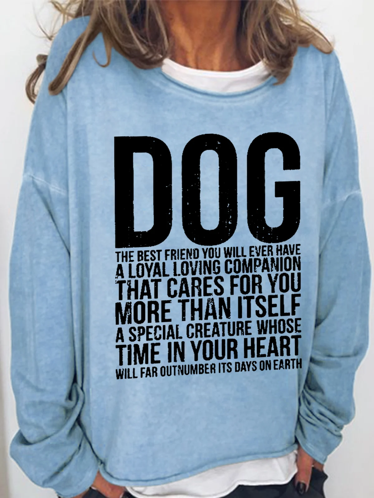 Women's Crew Neck Dog Casual Spring/Fall Cotton-Blend Long Sleeve Sweatshirt