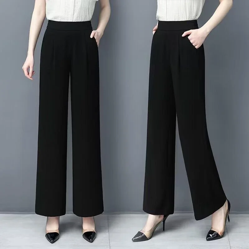 Women's Trousers Straight Pants Daily Going Out Casual Pocket Stitching Plain All Season Pants