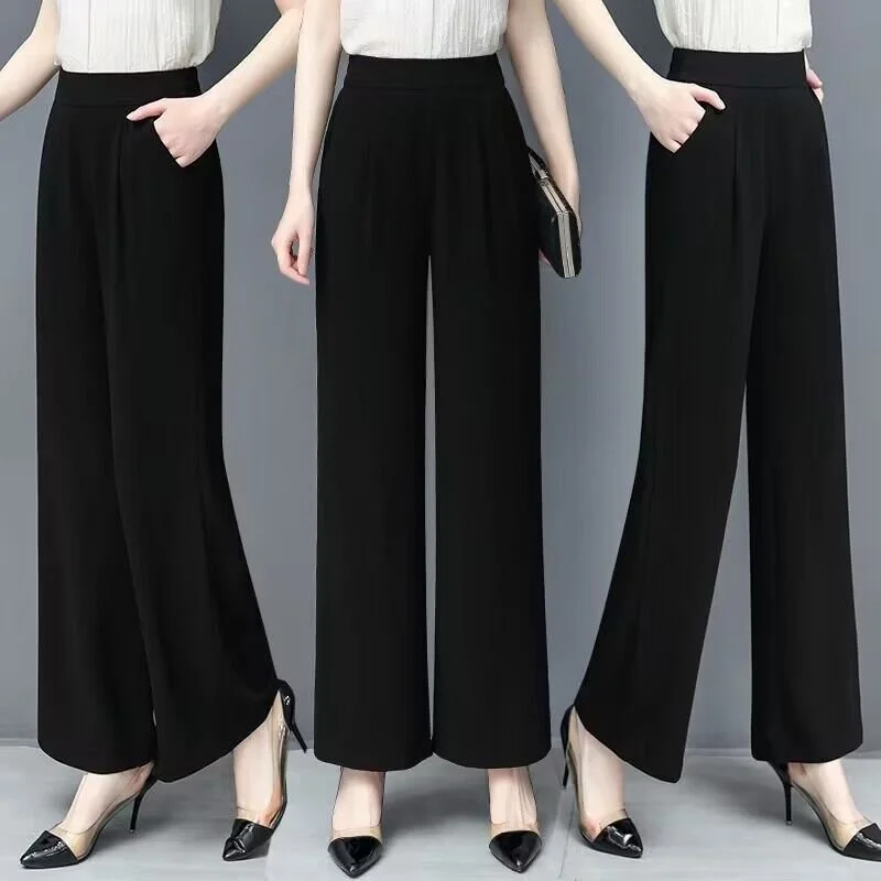 Women's Trousers Straight Pants Daily Going Out Casual Pocket Stitching Plain All Season Pants