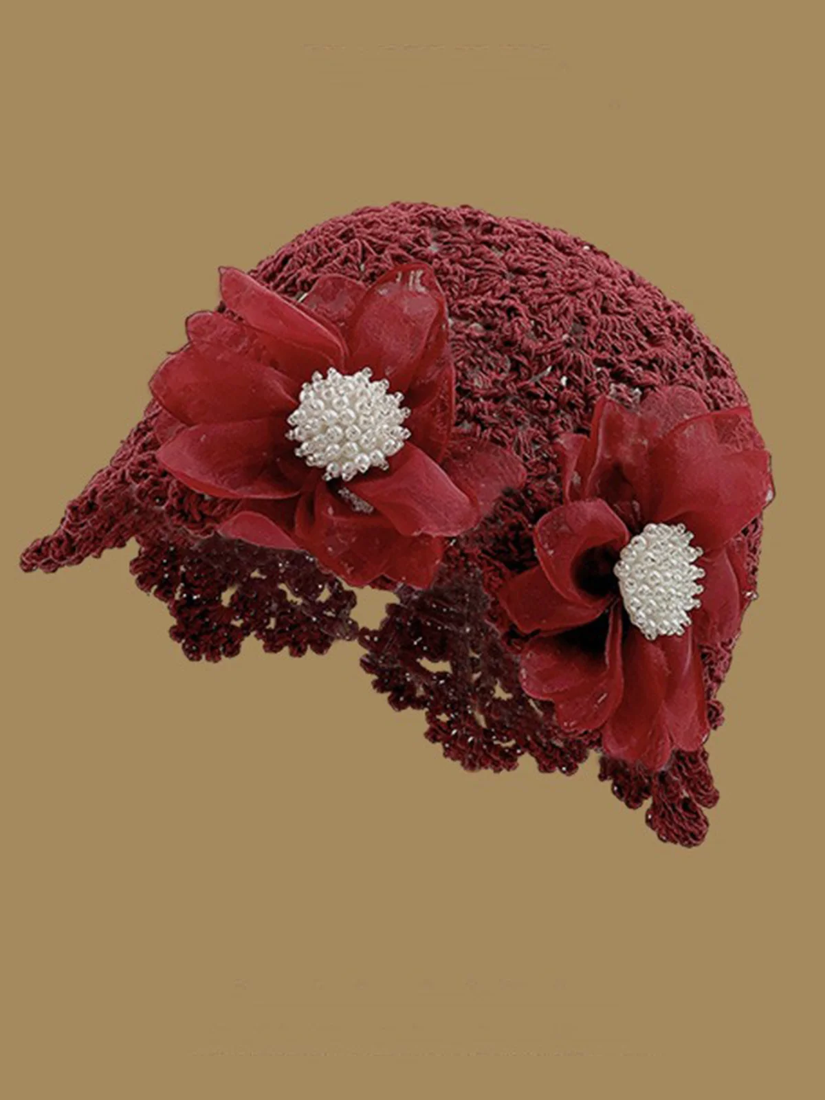 Elegant Imitation Pearls Applique Knitted Hat