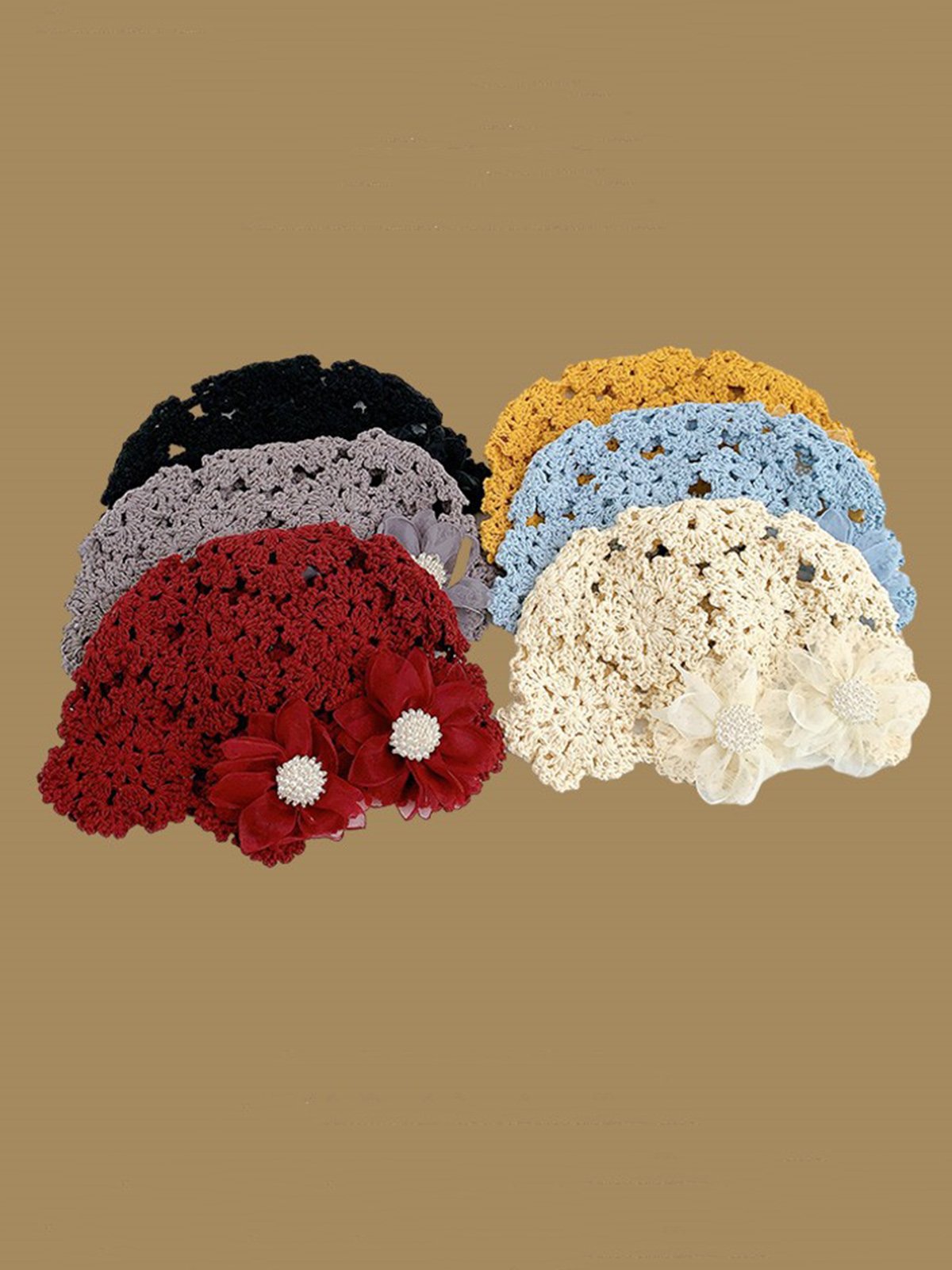 Elegant Imitation Pearls Applique Knitted Hat