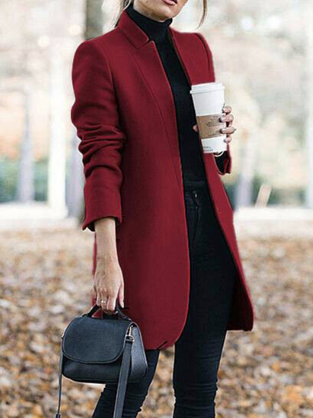 Women's Stand Collar Plain Coat