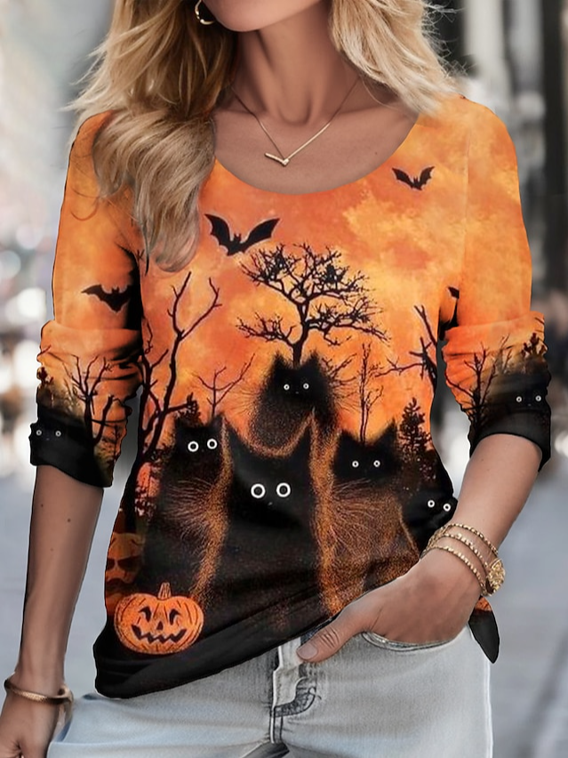 Halloween Black Cat Funny T-Shirt