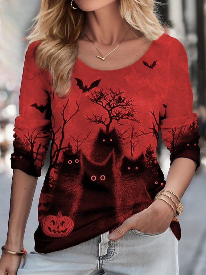 Halloween Black Cat Funny T-Shirt