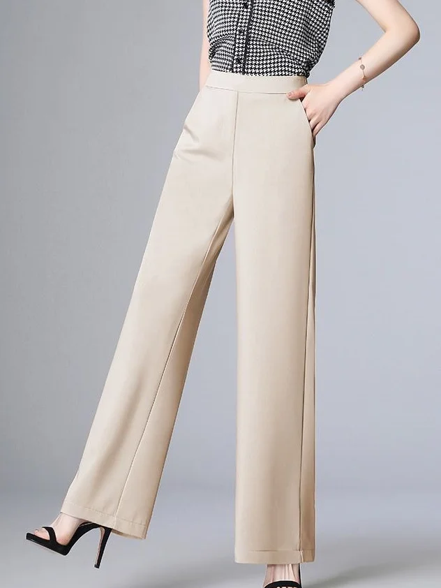 Women's Trousers Straight Pants Daily Going Out Casual Pocket Stitching Plain All Season Pants