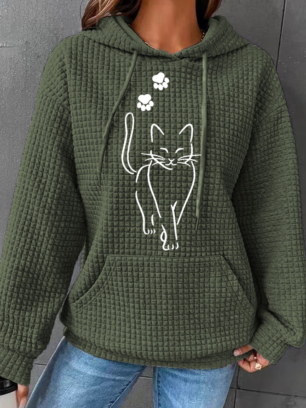 Women's Cat Spring/Fall Cotton-Blend Long Sleeve Casual Daily Hoodie