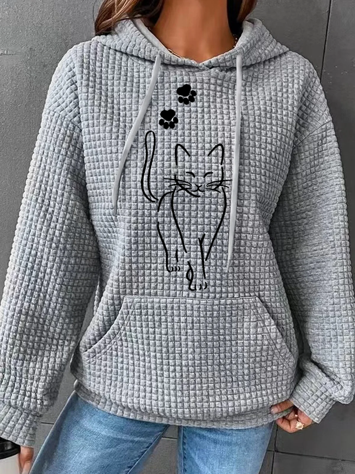 Women's Cat Spring/Fall Cotton-Blend Long Sleeve Casual Daily Hoodie