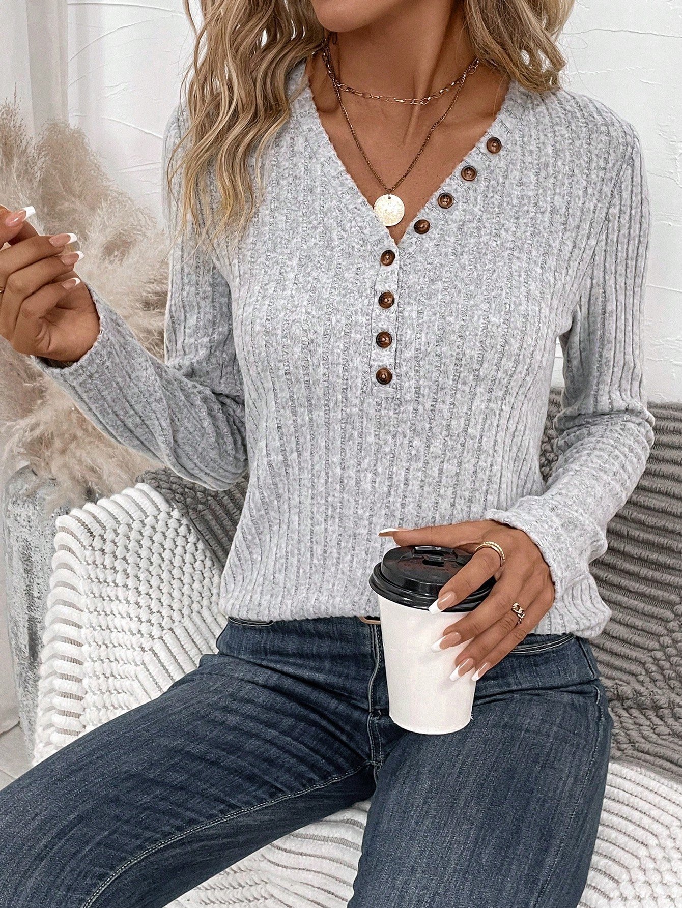Casual Loose Buttoned Blouse