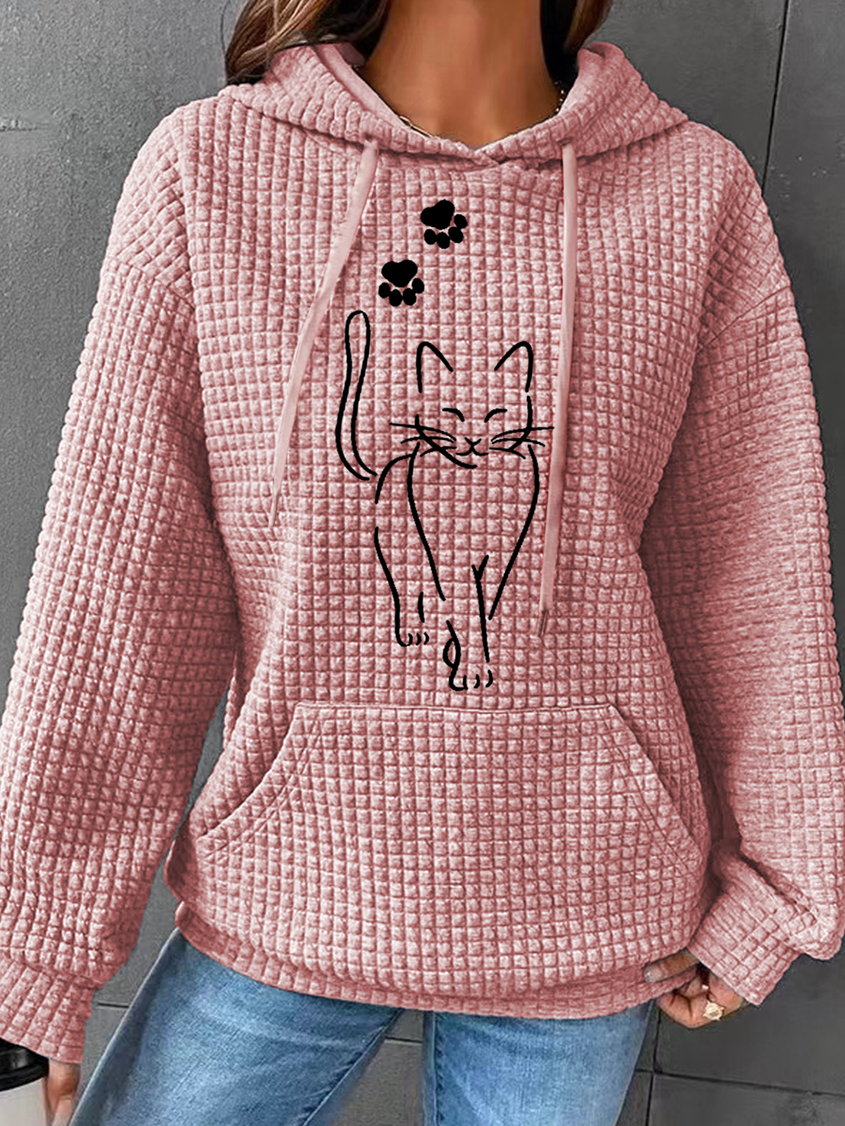 Women's Cat Spring/Fall Cotton-Blend Long Sleeve Casual Daily Hoodie