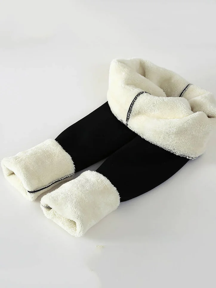 Plain Knitted Casual Fleece Leggings