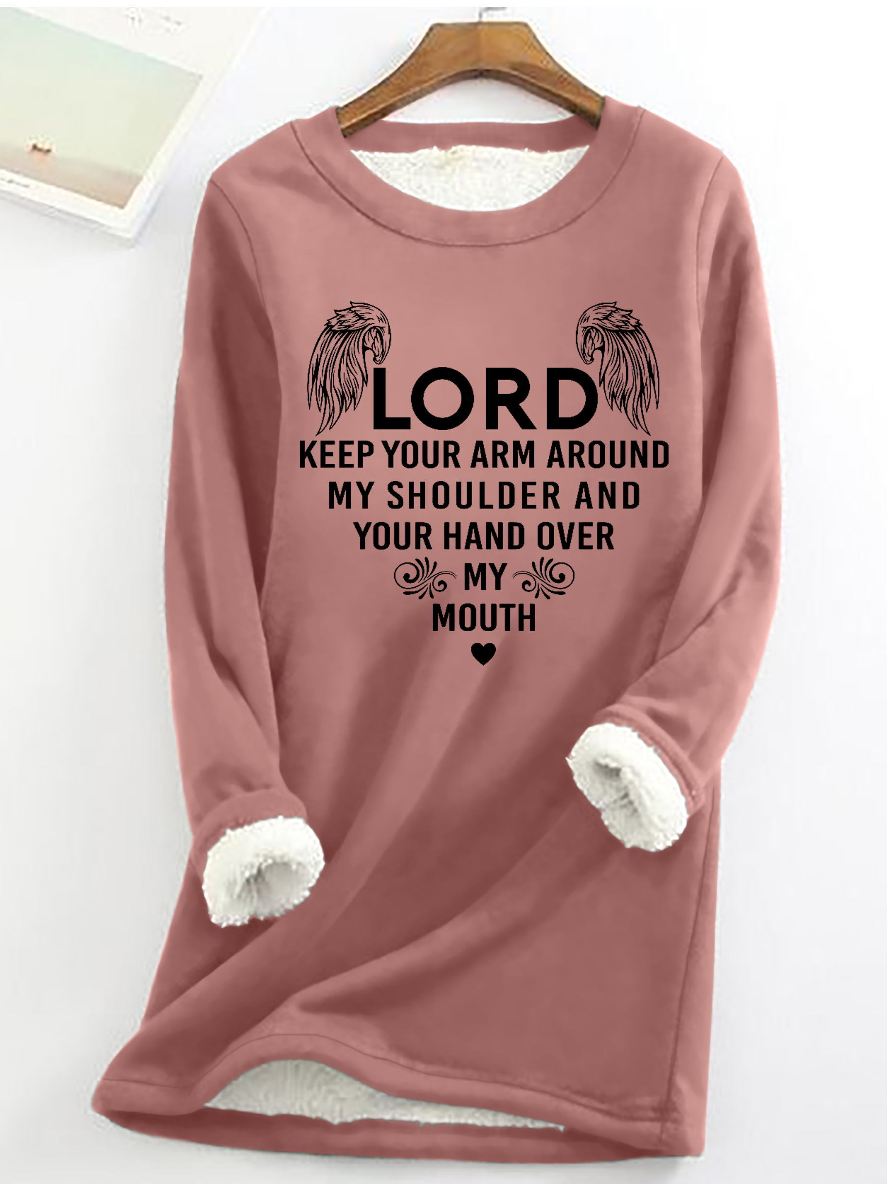 Women's Crew Neck Text Letters Casual Winter Cotton-Blend Long Sleeve Sweatshirt