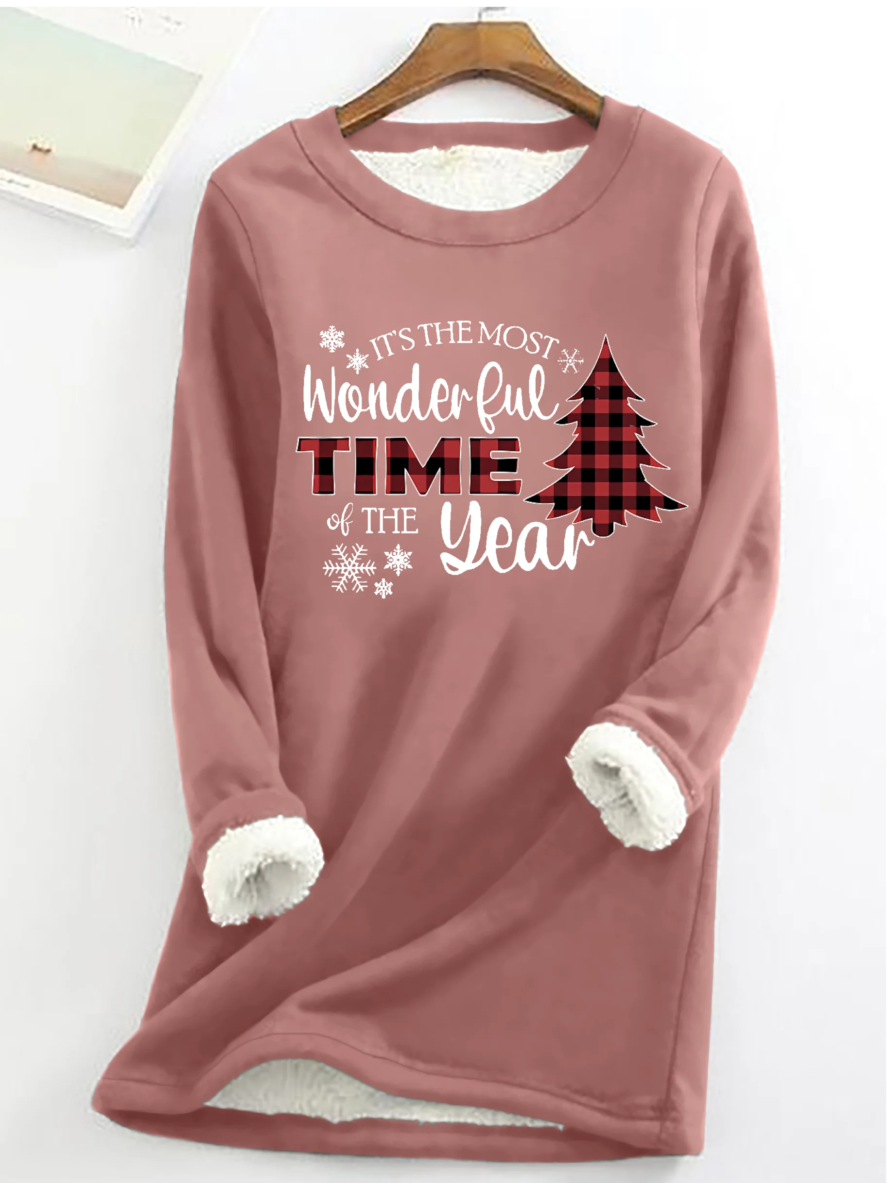 Women's Crew Neck Christmas Tree Casual Winter Cotton-Blend Long Sleeve Sweatshirt