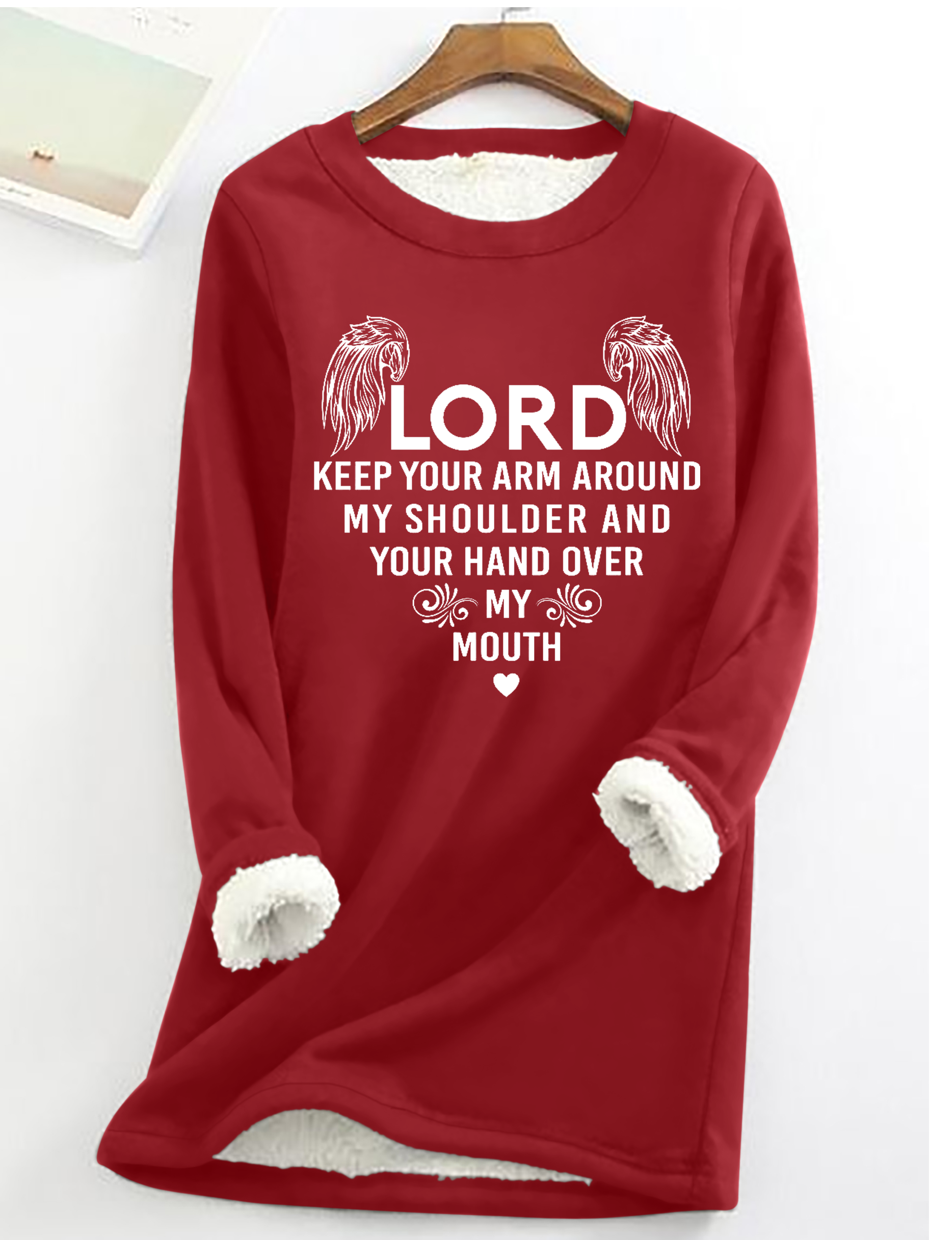 Women's Crew Neck Text Letters Casual Winter Cotton-Blend Long Sleeve Sweatshirt