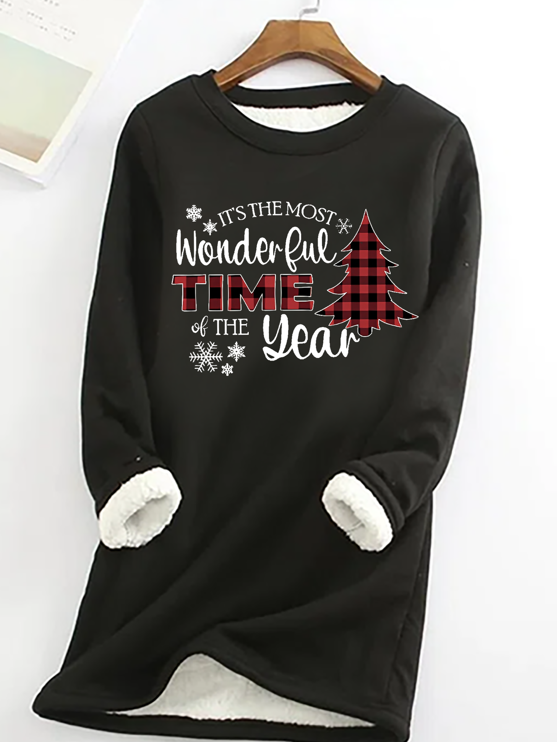 Women's Crew Neck Christmas Tree Casual Winter Cotton-Blend Long Sleeve Sweatshirt