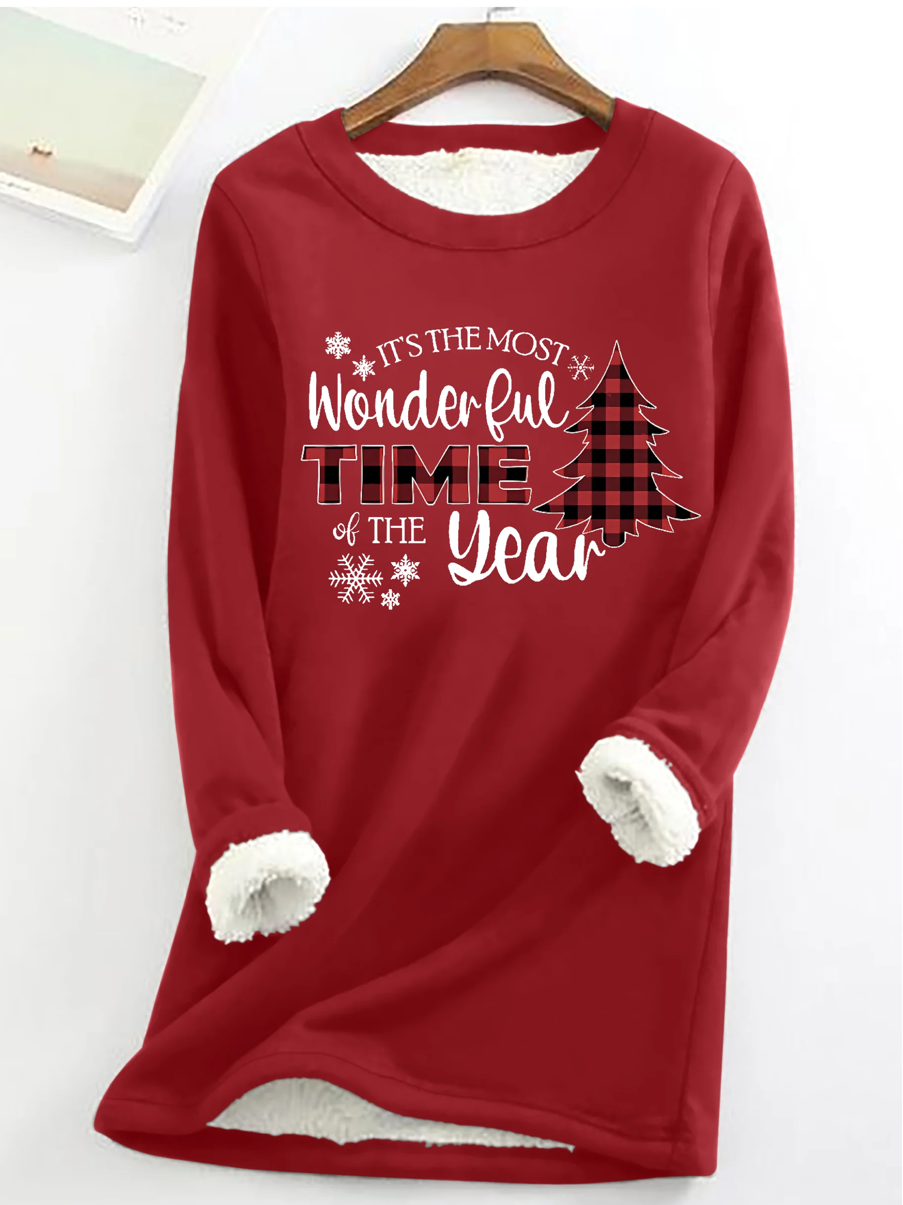 Women's Crew Neck Christmas Tree Casual Winter Cotton-Blend Long Sleeve Sweatshirt