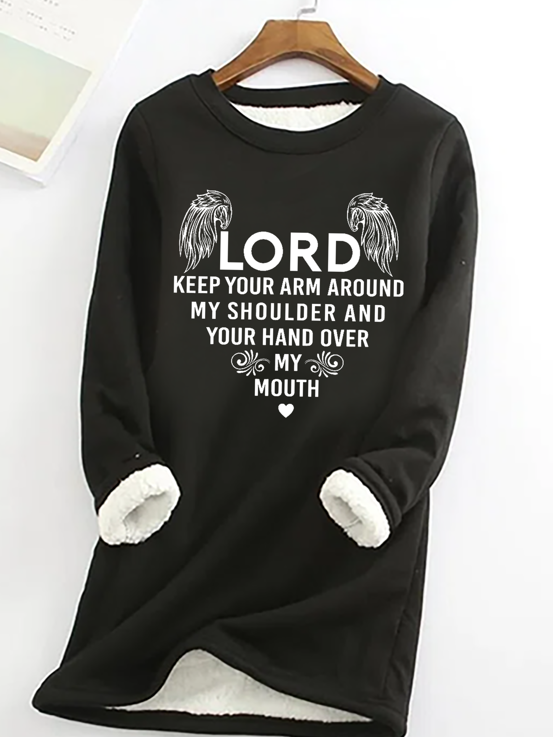 Women's Crew Neck Text Letters Casual Winter Cotton-Blend Long Sleeve Sweatshirt