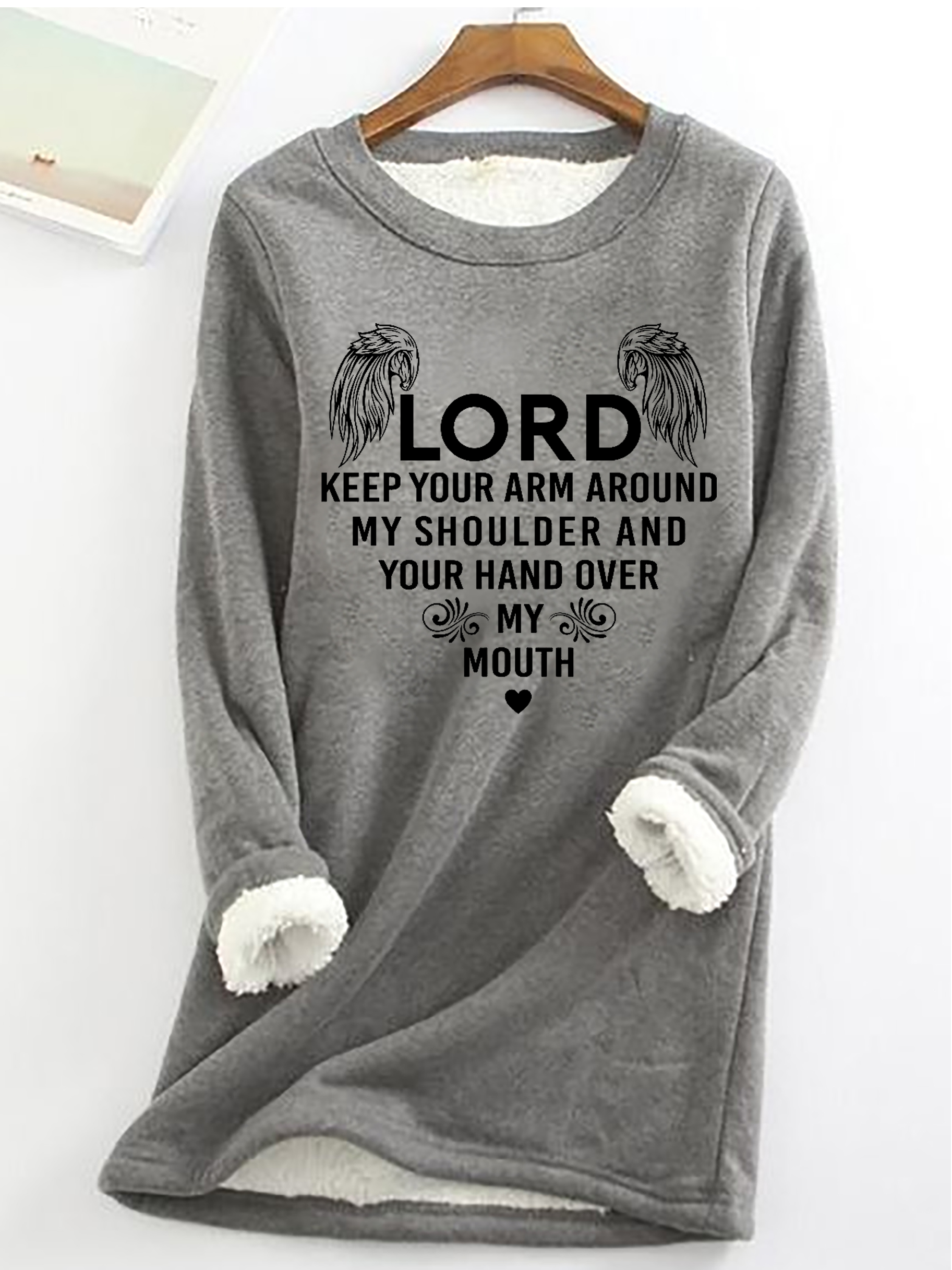 Women's Crew Neck Text Letters Casual Winter Cotton-Blend Long Sleeve Sweatshirt