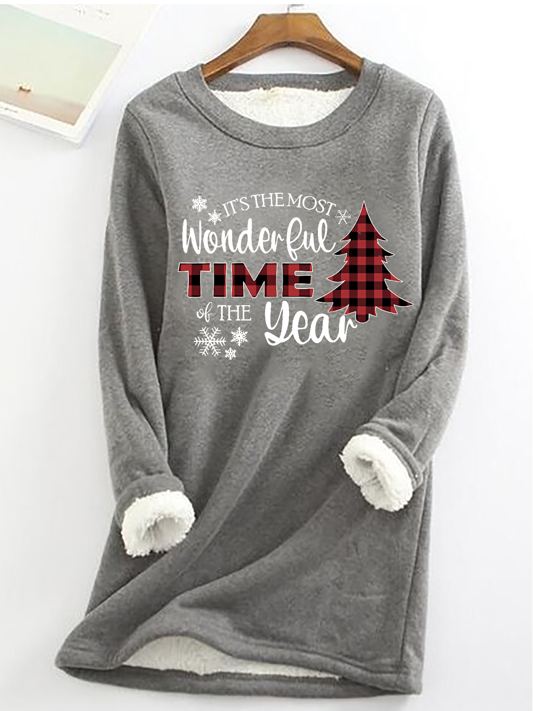 Women's Crew Neck Christmas Tree Casual Winter Cotton-Blend Long Sleeve Sweatshirt