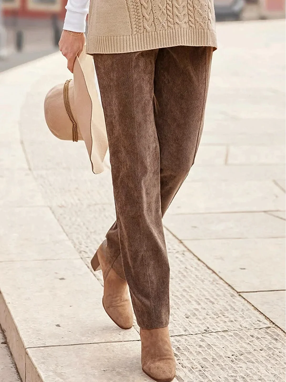 Women's Trousers Straight Pants Daily Going Out Casual Plain Spring/Fall Pants