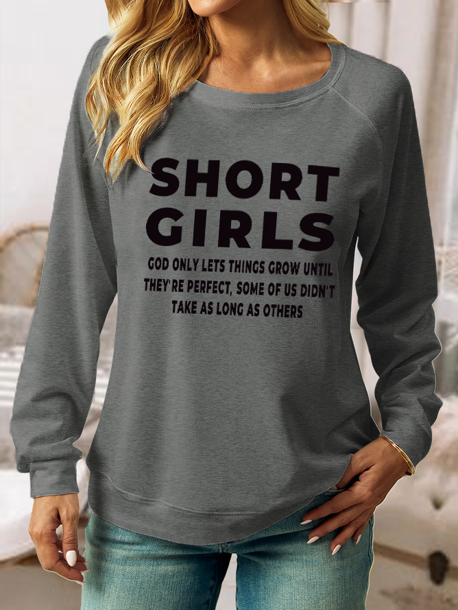 Women's Crew Neck Text Letters Casual Spring/Fall Long Sleeve Sweatshirt