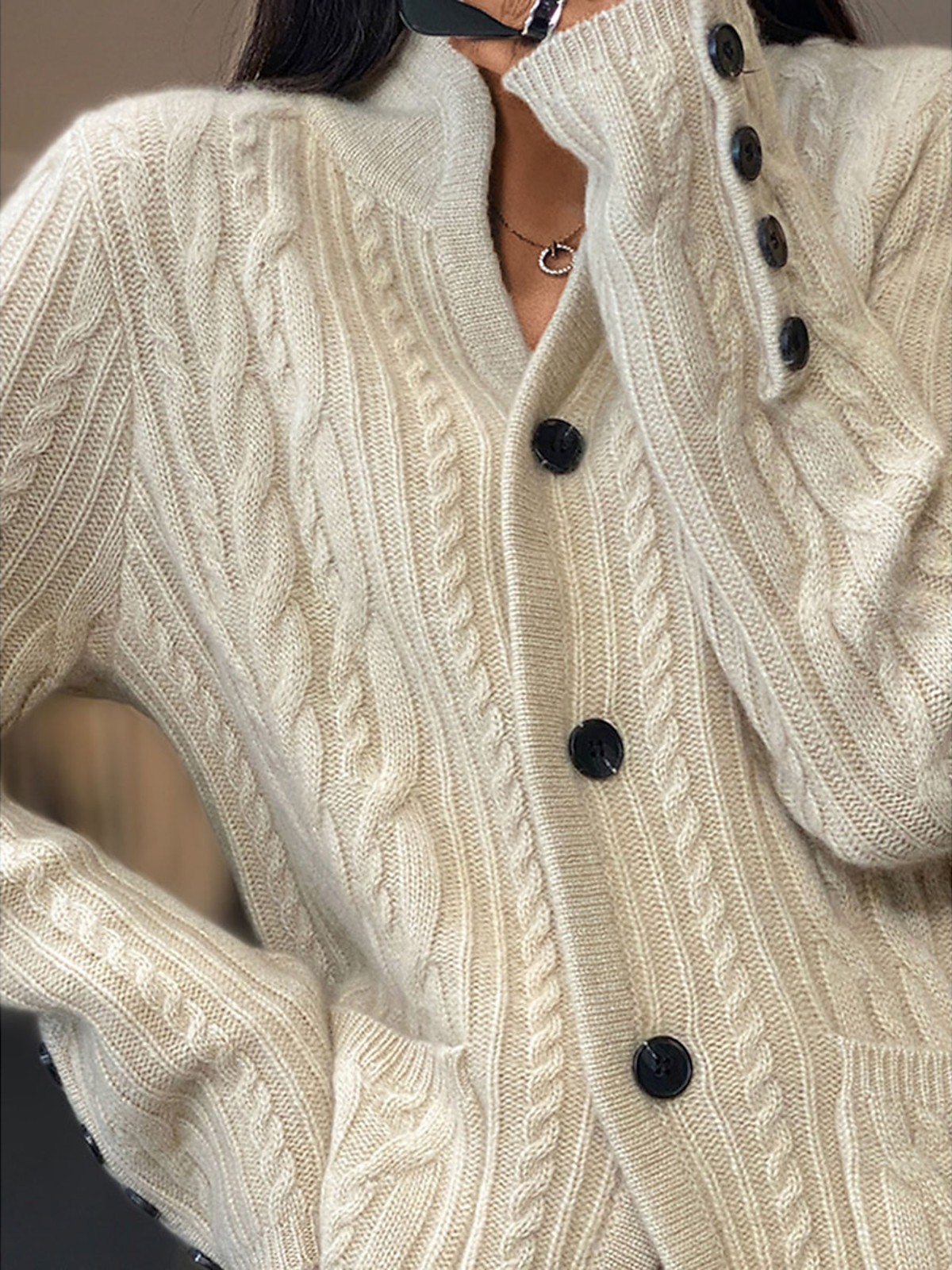 Women's Casual Winter Plain Wool/Knitting Cardigan