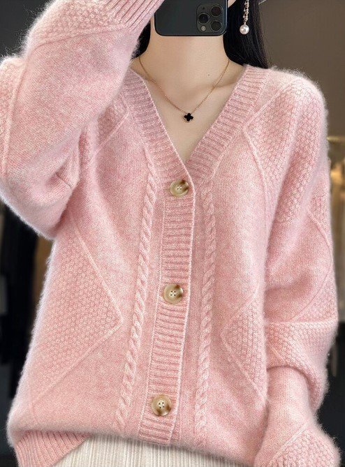 Women's Casual Winter Plain Wool/Knitting Cardigan