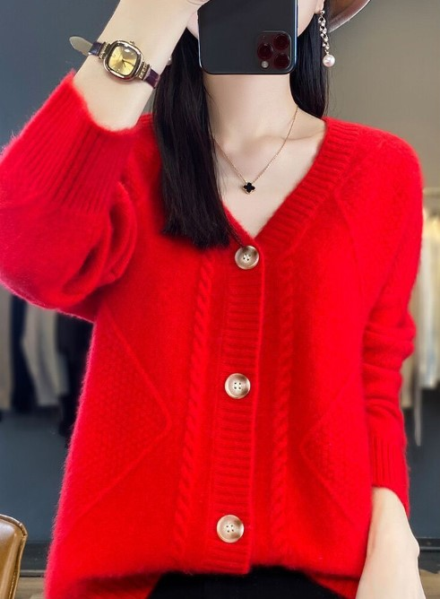 Women's Casual Winter Plain Wool/Knitting Cardigan