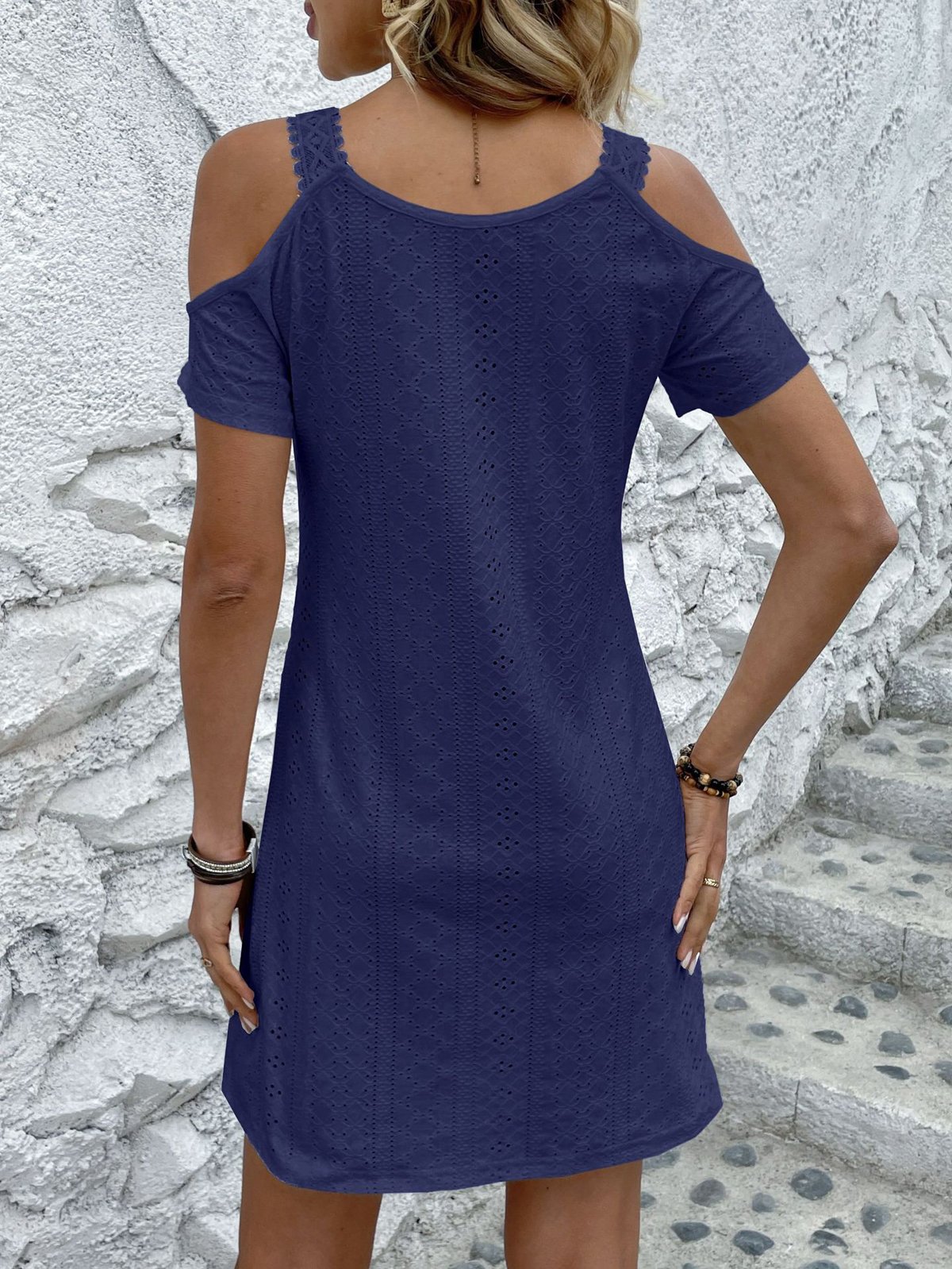 Women's Short Sleeve Summer Plain Dress V Neck Daily Going Out Casual Mini H-Line