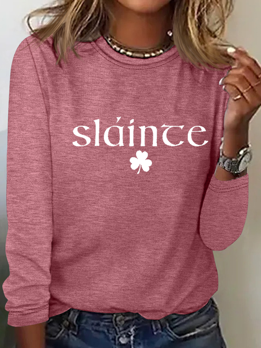 Women's Text Letters Long Sleeve Blouse Spring/Fall Crew Neck Daily Simple Top