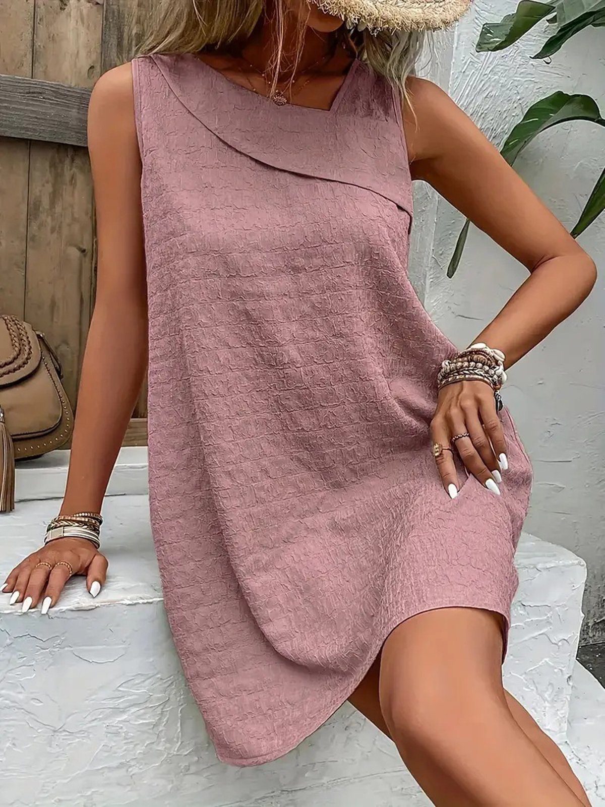 Women's Sleeveless Summer Plain Dress Asymmetrical Daily Going Out Casual Mini A-Line Dress