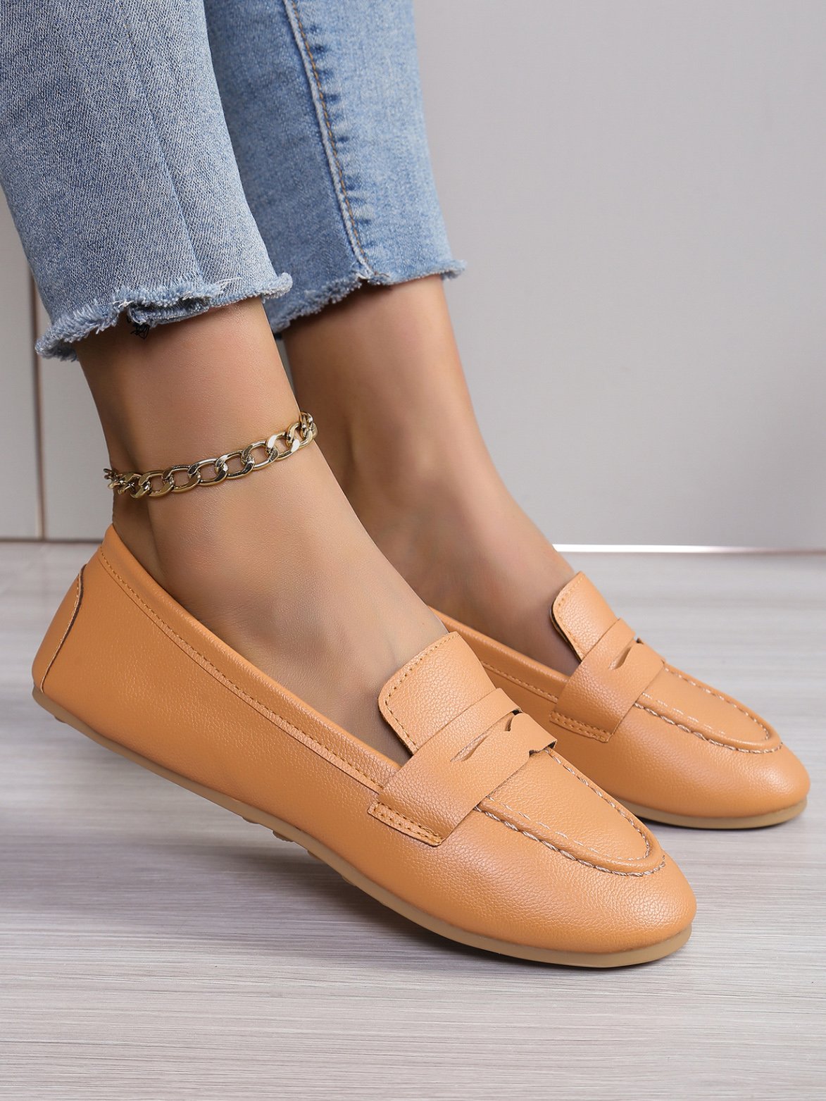 All Season Pu Plain Shallow Shoes