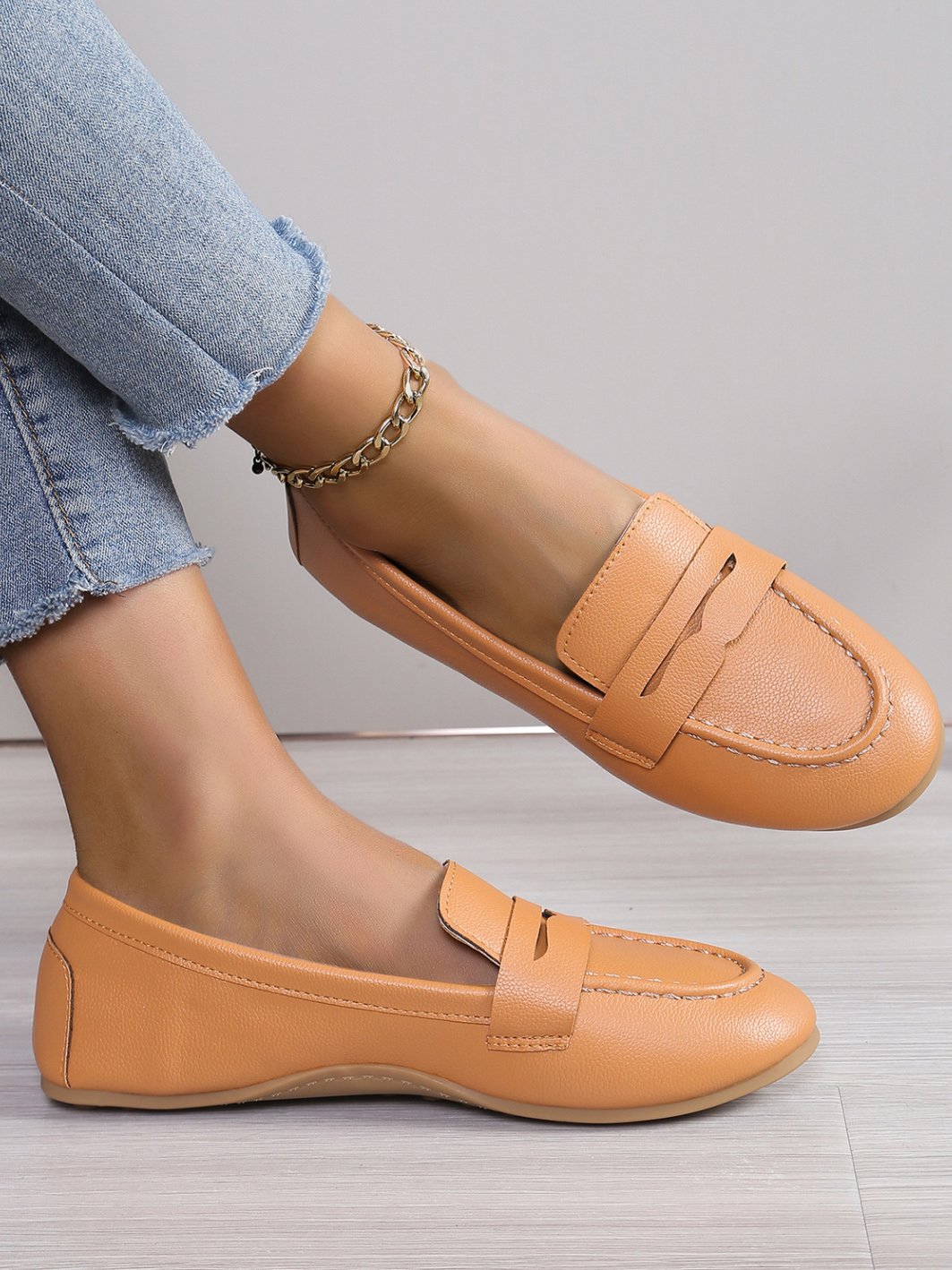 All Season Pu Plain Shallow Shoes