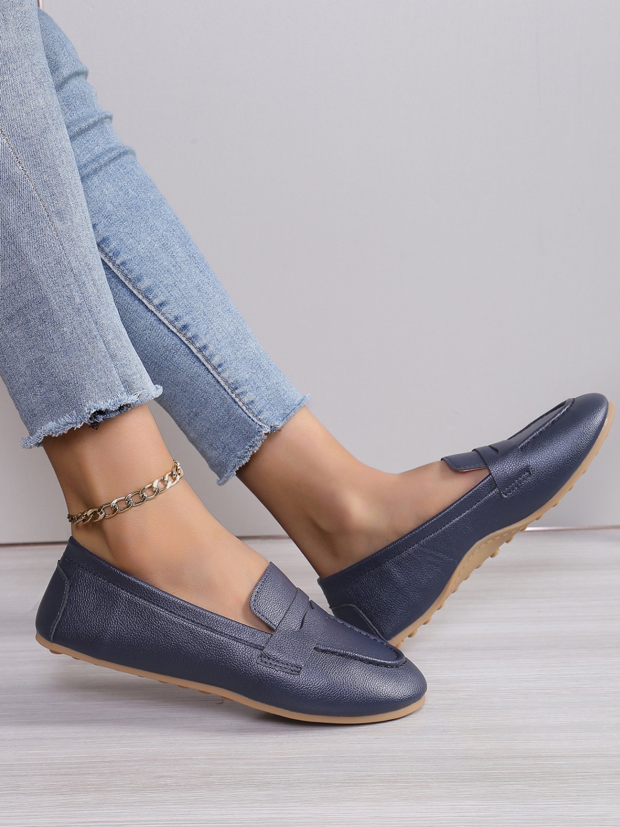 All Season Pu Plain Shallow Shoes