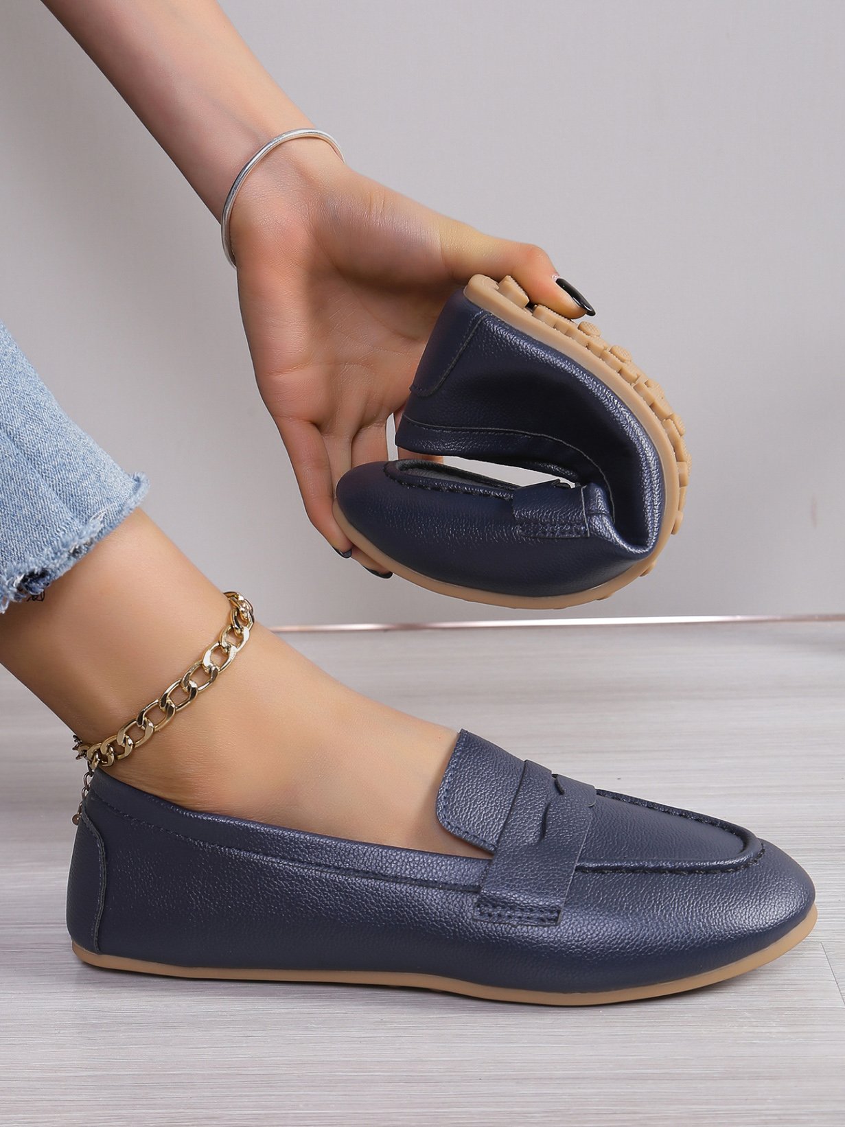 All Season Pu Plain Shallow Shoes